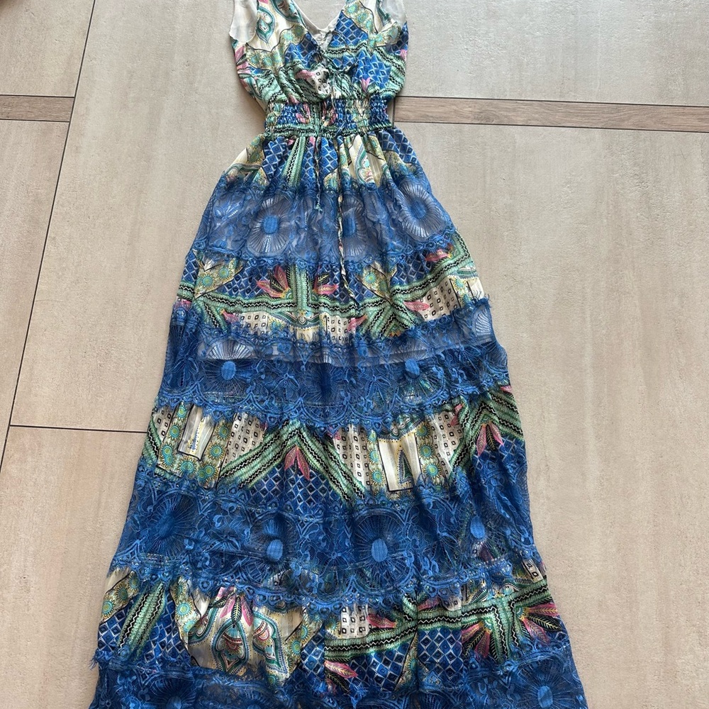 Monaco Blue Asymmetrical Backless Maxi Sundress